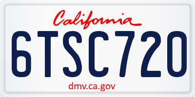 CA license plate 6TSC720