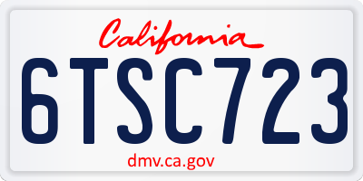 CA license plate 6TSC723