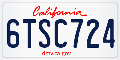 CA license plate 6TSC724