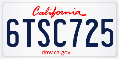 CA license plate 6TSC725