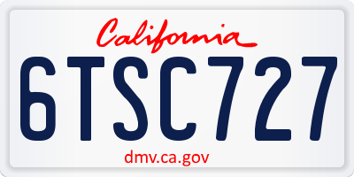 CA license plate 6TSC727