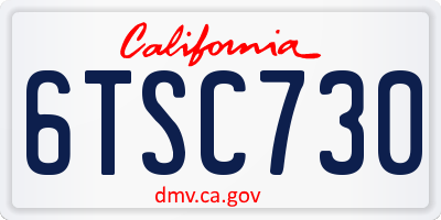 CA license plate 6TSC730