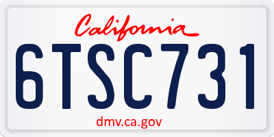 CA license plate 6TSC731