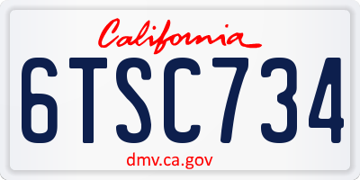 CA license plate 6TSC734