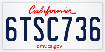 CA license plate 6TSC736