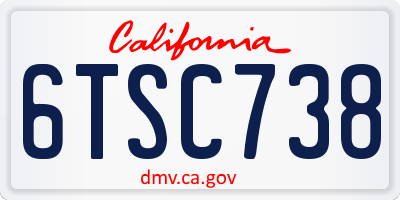CA license plate 6TSC738