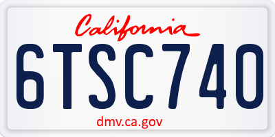 CA license plate 6TSC740