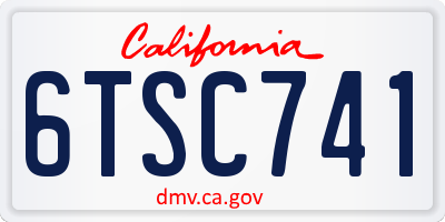 CA license plate 6TSC741