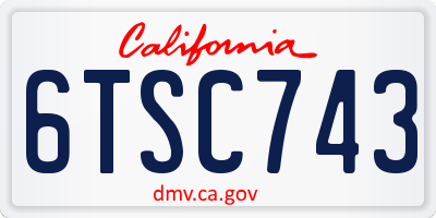 CA license plate 6TSC743
