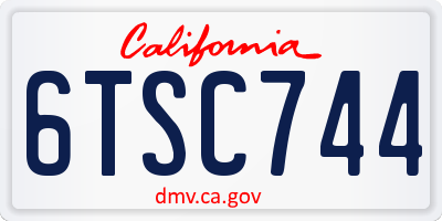 CA license plate 6TSC744