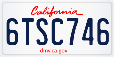 CA license plate 6TSC746