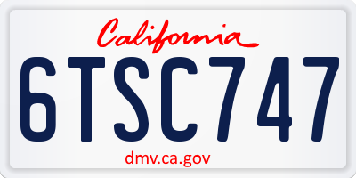 CA license plate 6TSC747