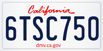CA license plate 6TSC750