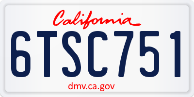 CA license plate 6TSC751