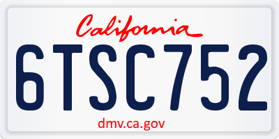 CA license plate 6TSC752