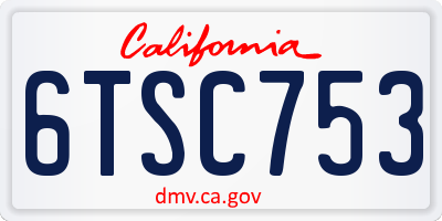 CA license plate 6TSC753