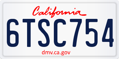 CA license plate 6TSC754