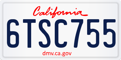 CA license plate 6TSC755