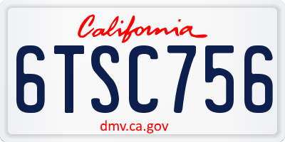 CA license plate 6TSC756