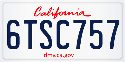 CA license plate 6TSC757