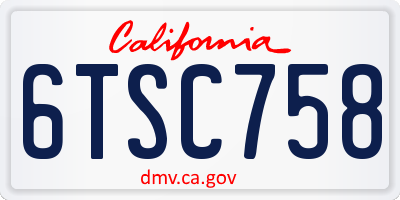 CA license plate 6TSC758