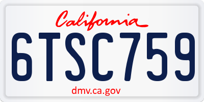 CA license plate 6TSC759