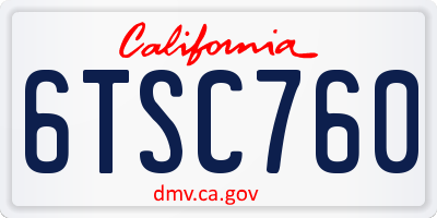 CA license plate 6TSC760