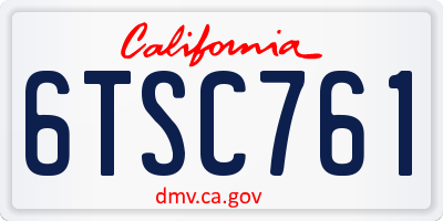 CA license plate 6TSC761