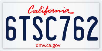 CA license plate 6TSC762