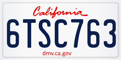 CA license plate 6TSC763