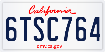 CA license plate 6TSC764