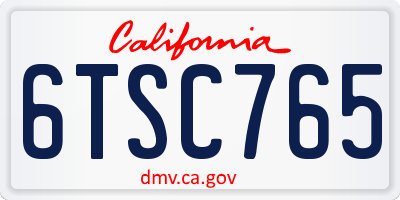 CA license plate 6TSC765