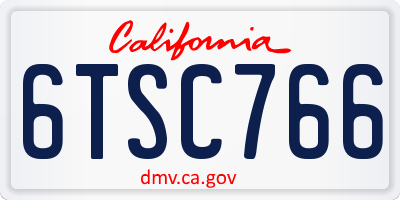 CA license plate 6TSC766