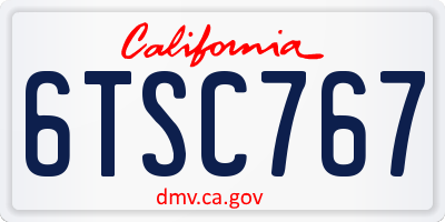 CA license plate 6TSC767