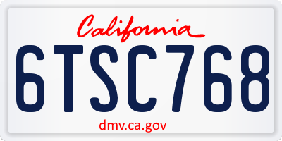 CA license plate 6TSC768
