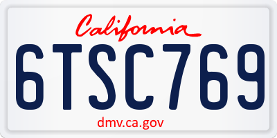 CA license plate 6TSC769