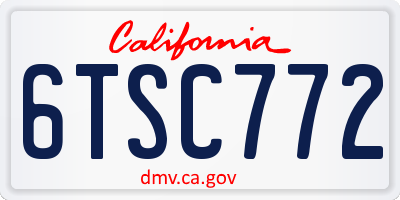 CA license plate 6TSC772