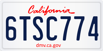 CA license plate 6TSC774