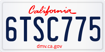 CA license plate 6TSC775