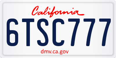 CA license plate 6TSC777