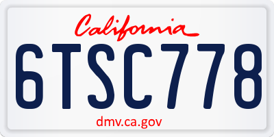 CA license plate 6TSC778
