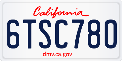 CA license plate 6TSC780