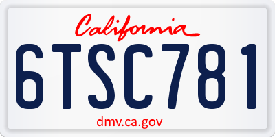 CA license plate 6TSC781