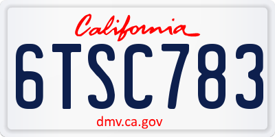 CA license plate 6TSC783