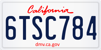 CA license plate 6TSC784