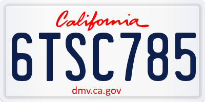 CA license plate 6TSC785