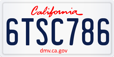 CA license plate 6TSC786