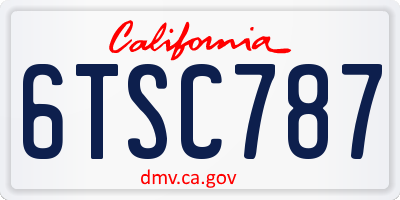 CA license plate 6TSC787