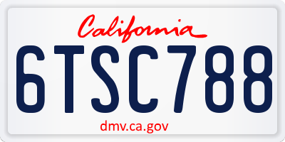 CA license plate 6TSC788