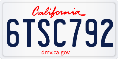CA license plate 6TSC792
